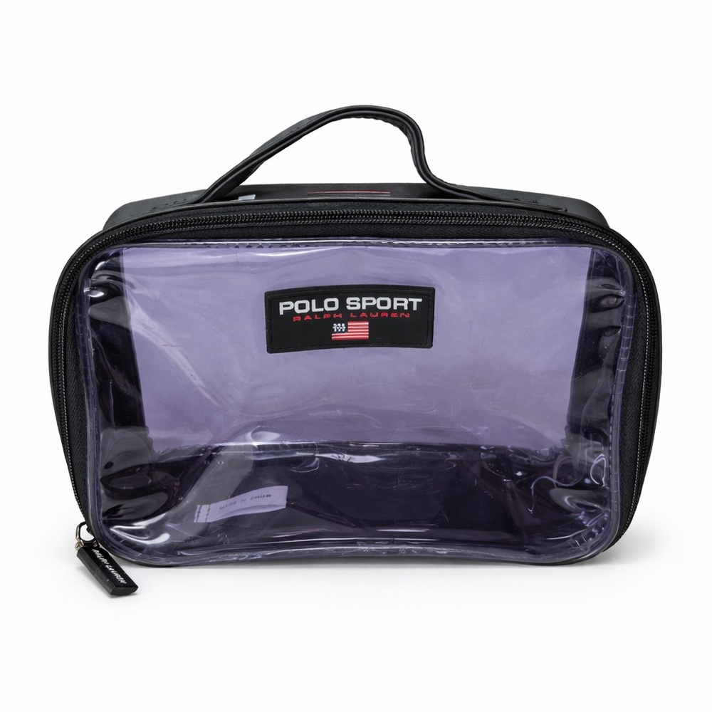 Vintage Polo Sport Ralph Lauren Clear PVC Clear Cosmetic Bag Toiletry Travel Y2K